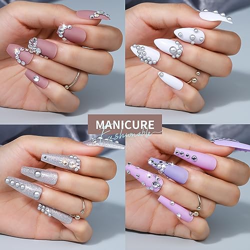 Teenitor 2582Pcs Silver Hair Jewels and Hair Gems Silver Face Gems Face Jewels Self Adhesive Hair Gems for Face, Hair, Makeup, Body 3/4/5/6/8MM