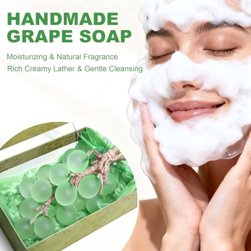 Grape Soap on a Rope, Grape-Shaped Decorative Handmade Soap with Light Fragrance, Enhances Bathroom Decor, Aesthetic Display & Gentle Hand Wash for Holiday & Housewarming Gifts (1, Gree)