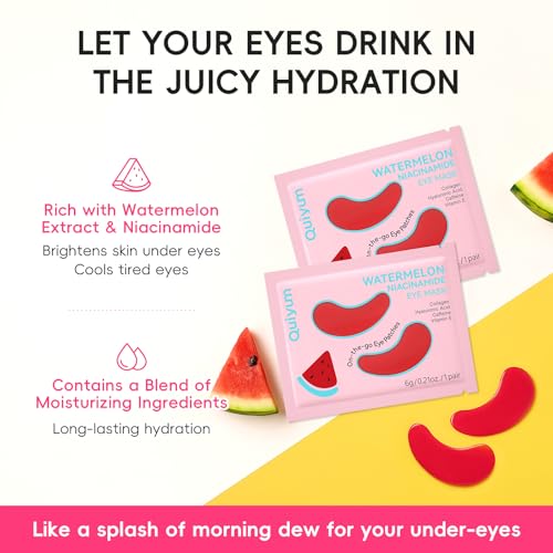 Watermelon Niacinamide Lip & Eye Mask Set - Hydrating Collagen Lip Masks + Eye Pads, Nourishing Skincare for Lips & Eyes (12 Packs)