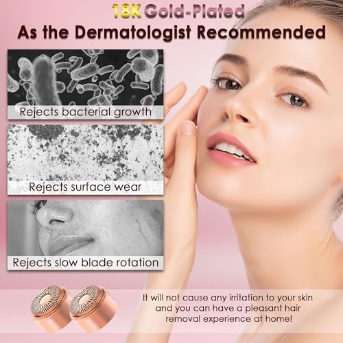Gen 3 Replacement Heads for Flawless Finishing Touch Facial Hair Removal, Painless Replacement Blades for Face with Gurelax Flannel Bag