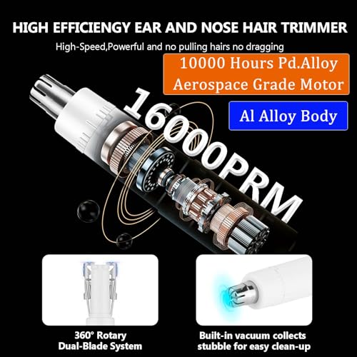 Nose Hair Trimmer for Men Painless USB Rechargeable Nose Trimmer for Men Women, Eyebrow & Facial Hair Trimmer for Smoother Cutting with IPX7 Waterproof (White)