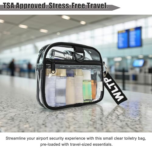 Rough Enough Clear Quart Size TSA Approved Toiletry Bag Small with Keychain for Travel Size Toiletries