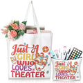 2 Pcs Theater Gifts for Musical Theater Lovers Women Makeup Bag and Tote Bag Retro Flower Comedy Mask Tote for Woman Drama Teacher Retirement Graduation Gifts