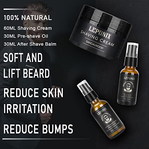 Mens Shaving Kit, Include Straight Razor, Sandalwood Shaving Soap & Cream, After Shave Balm, Pre-Shave Oil, Brush & Bowl ? Christmas Gifts for Men Him Secret Santa Gift Set Stocking Stuffers