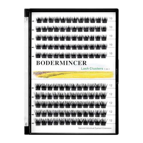 Bodermincer 120 Clusters 10mm+12mm/12mm+14mm Mixed Lash Cluster False Eyelash Individual Cluster EyeLashes Grafting Fake False Eyelashes Eyelash Extension (M01-Black-12mm)