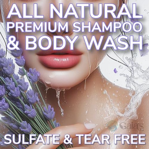 GAIA'S Natural Body Wash and Shampoo Lavender, Travel Size, 32 Fl Oz, Sulfate Free, Paraben Free, Dye Free, Tear Free, Organic and Natural Ingredients, PH Balance Feminine