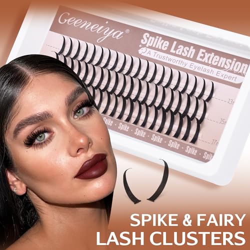 Geeneiya Lash Clusters with Spikes Fairy Cluster Eyelash Extensions Kit 40D+50D Lash Extension Kit 8-18MM Wispy D Curl Spiky Individual Lashes Kit with Lash Bond and Seal for Beginners