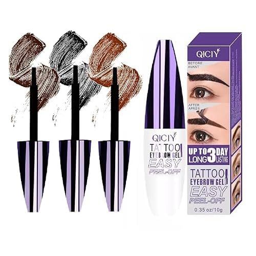 Peel Off Eyebrow Tint Gel, Semi-Permanent Color Brow Dye, Waterproof Long-Lasting Tattoo Eyebrow Gel for Fuller Defined Brows Makeup, Smudge-Proof, Easy Peel, Lasts Up To 3 Days (Light brown)