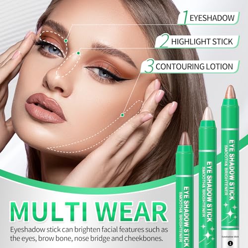 AWCCXMYM 8PCS Eye Shadow Sticks Smooth Matte Cream Eyeshadow Stick Set Long-Lasting & Waterproof Shimmer Eyeshadow Pencil for Daily & Party Christmas Eye Makeup