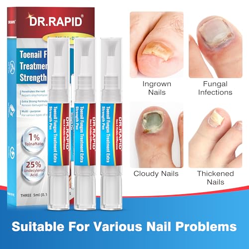 Toenail Fungus Treatment Extra Strength - DR.RAPID Toenail Fungus Treatment Pen with 25% Undecylenic Acid & Tolnaftate, Ideal for Nail Repair for Damaged Nails Toenail Fungus 5ml/0.18FLOZ 3Pcs