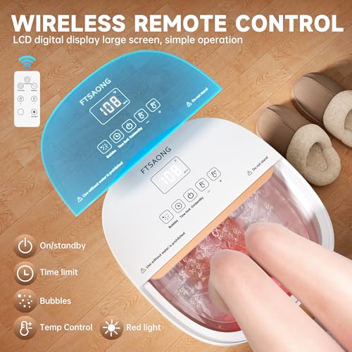Collapasible Foot Spa Bath Massager with Heat, Pedicure Foot Spa with Bubbles and Jets/Timer/Temperature Control, Feet Soak Tub for Home, Office, Relaxation and Stress Relief (White)