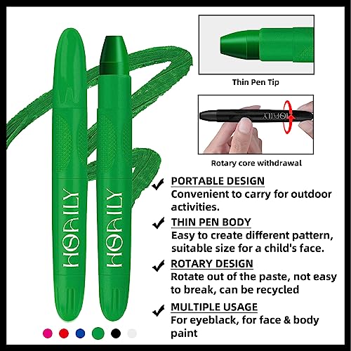 Eye Black Stick, Green Eyeblack Sporting Face Paint for Softball Baseball Football Lacrosse Long Lasting Cream Face Body Paint Stick for Halloween Costume Cosplay Party Eye Makeup-Green,1pcs
