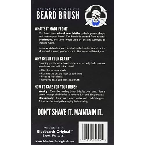 Bluebeards Beard Brush for Men - Beard Brush with Boar Bristles With Firm Bristles To Tame and Soften Your Facial Hair
