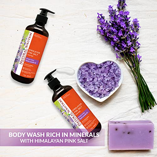 Natural Solution Moisturizing Shower Gel, Purifying & Nourishing with Organic Lavender Oil, for All Skin Types Himalayan Pink Salt Body Wash, 500 ml Each, Pack of 4
