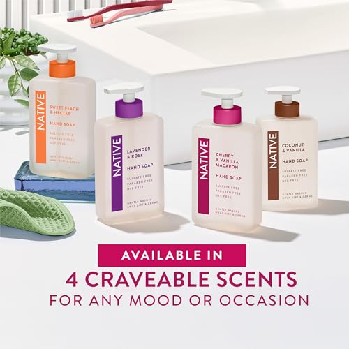 Native Liquid Hand Soap, Cherry & Vanilla Macaron, Sulfate & Paraben Free, Naturally Derived Ingredients, 13 oz