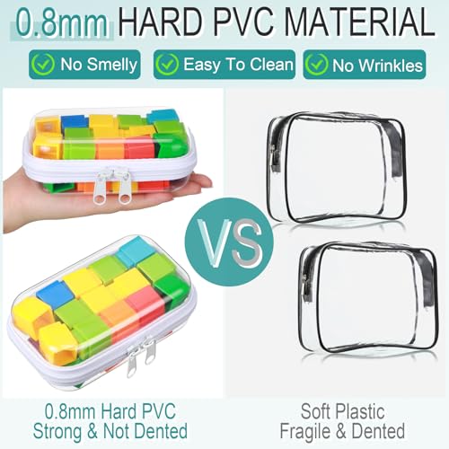 Sanwuta 6 Pcs Clear Hard Zipper Case Plastic Zipper Pouches Transparent Makeup Bag Pencil Case Pouches Toiletry Diaper Bag for Travel Toy Storage Organizer Bins(White,5 x 3 x 2 Inch)