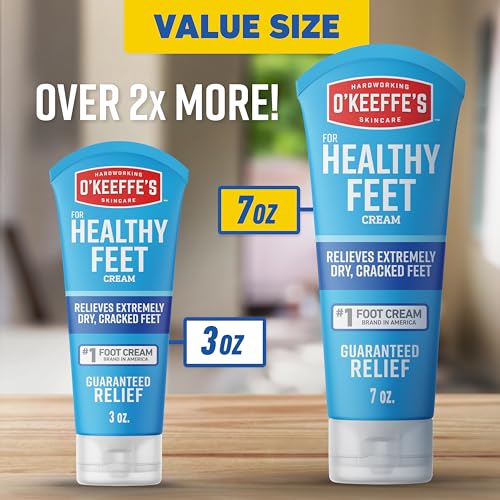 O'Keeffe's for Healthy Feet Foot Cream - 7 oz Tube (2 Pack) - Guaranteed Relief for Extremely Cracked, Dry Feet, Repairing Skincare, Instantly Boosts and Retains Moisture Levels
