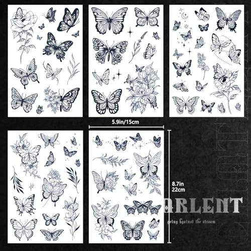 Butterfly Semi-Permanent Tattoos for Women - 2 Weeks Long Last,Realistic Butterfly Fake Tattoos for Body Art/Fades Naturally/No Reflection/Waterproof