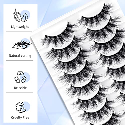 Soft Mink False Eyelashes - Fluffy, Natural-Looking Eye Lashes with Full Bouncy Volume & Curl - Synthetic, Reusable Beauty Accessory (ZH067)