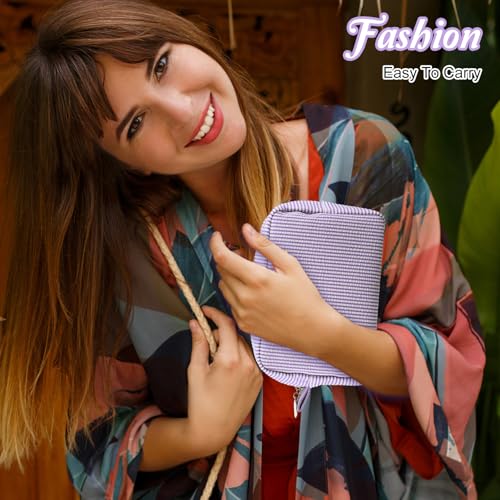 6 Pcs Seersucker Cosmetic Bag Seersucker Makeup Bags Women Stripe Large Travel Toiletry Organizer Preppy Storage Pouch Seersuck Travel Toiletry Bag for Embroidery Wedding Bridesmaid Bride Mom Gift