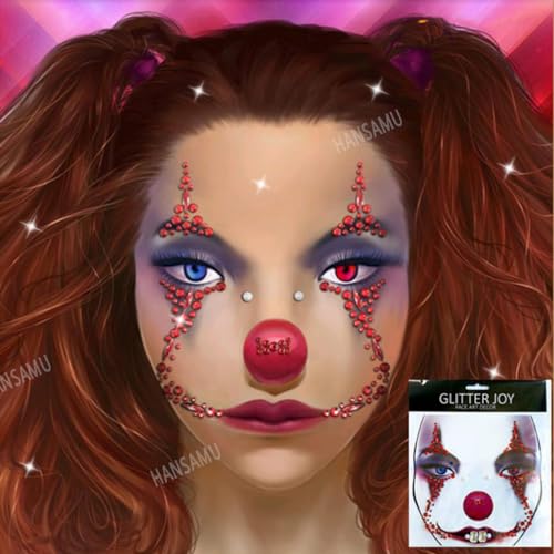 2 Pieces Halloween Face Gems Jewels Tattoos, Day of the Dead Face Temporary Skull Tattoos Rhinestone Crystal Stones Body Gems Makeup Stickers for Halloween Festival Rave Party