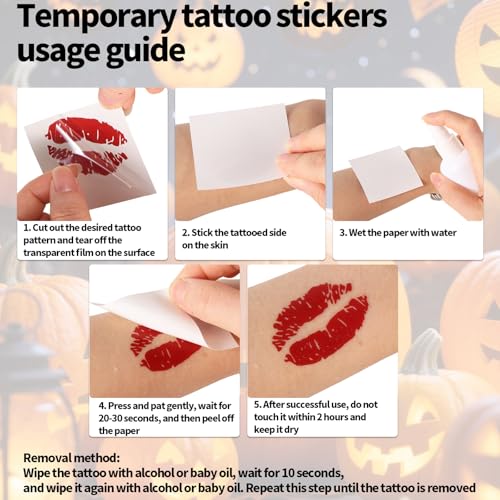 10 Sheets Red Lip Temporary Tattoo, Waterproof Red Lip Print Tattoo Stickers Self-Adhesive Kisses Decal for Face Body Birthday Bachelor Party Decorations