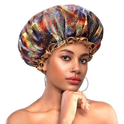 mikimini Extra Large Black Shower Cap + Mystery Shower Caps with Brown Lace