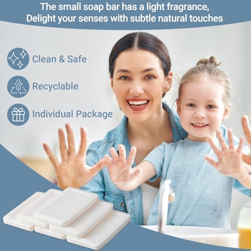 Kacctyen 100 Pcs 0.35oz Mini Bar Soap Bulk Individually Wrapped Bulk Hand Hotel Soap Bars Travel Size Toiletries for Vacation Hospitality Guest Bathroom Rentals