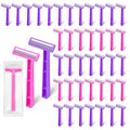 Women's Disposable Razors Individually Wrapped Twin Blade,Disposable Razors Women Bulk with Clear Safety Cap for Men Women Camping Traveling Home Bathing Hotel (pink and purple, pack of 30)