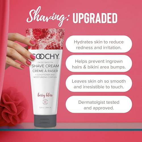 Coochy Shave Cream - Moisturizing Shave Lotion - Gentle Intimate Shaving Cream - For Bikini Area, Underarms, Legs & More - Rash-Free, Hydrating Formula - Berry Bliss - 32 oz