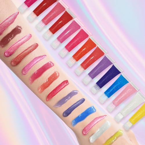 Kids Lip Gloss Set, 14 Colors Girls Lip Gloss with Shimmer, Glossy Lip Gloss for Girls and Teens Age 5+, Birthday Party Favors Gifts, Non-Toxic Fruit Scented (6ml, 14 pcs)