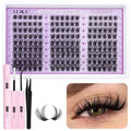 ALICE Wispy Lash Clusters Kit Natural Fluffy Lash Extension Kit Cluster Eyelash Extension Kit 162pcs C Curl 10-18mm Eyelash Clusters with Lash Glue Bond and Seal Lash Tweezers