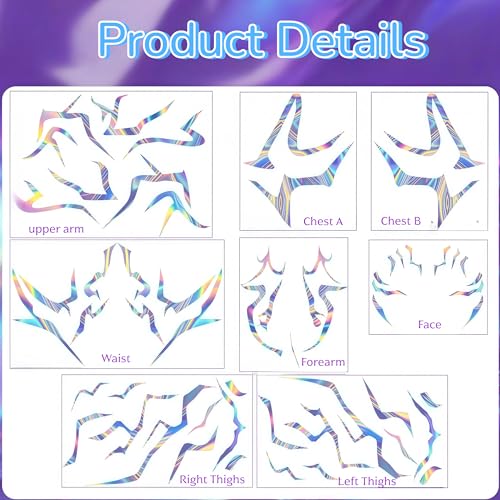 8 Sheets Temporary Tattoo Sticker Set, Hunter Pop Singer Full Body Waterproof Fantasy Body Art Transfer-Colorful