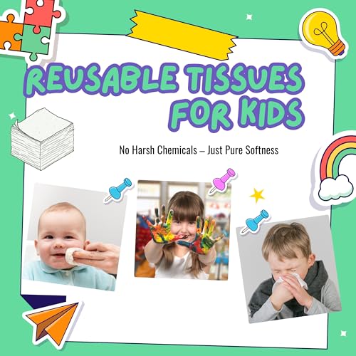 18 Reusable Tissues with 2 extra tissue, Travel Size Cloth Tissue Pack Made of Soft Cotton- Washable Facial White handkerchiefs - Eco Friendly Fabric with Zero Waste Cloths