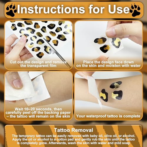 Tiger Stripes Temporary Face Tattoos, Tiger Stripes Face Tattoos Stickers, Halloween Animal Face Temporary Tattoo Stickers for Carnival Birthday Halloween Children's Party (tiger)