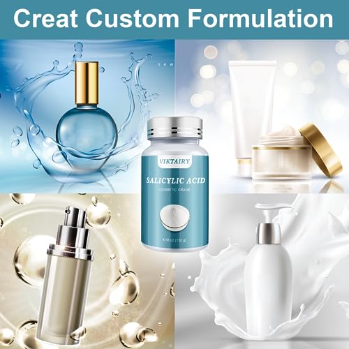Salicylic Acid Powder (4.58 oz/130 g), Ultra Pure Cosmetic Grade Original Ingredients with no Additives, BHA Exfoliant for DIY Cleanser, Toner, Shampoo, Body Wash, Lotion
