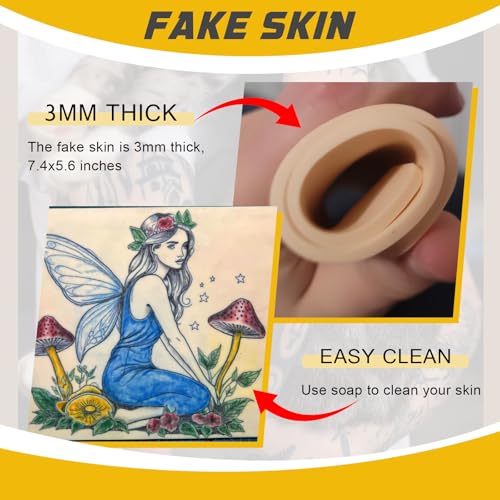 3MM Fake Skin with Transfer Paper - Narkysus 20Pcs Tattoo Skin and Tracing Paper Kit for Practice Including 5Pcs 3MM Tattoo Practice Skin and 15Pcs Stencil Paper for Beginners Tattoo Supplies