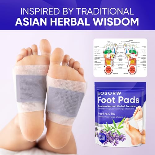Natural Foot Pads - Lavender Bamboo Vinegar - Premium Foot Care - Soothing Nighttime Ritual - Comforting Aromatherapy Experience - 30 Pads (Pack of 1)