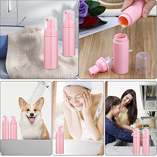 50 pcs 2oz/60ml Foam Pump Bottle Lash Shampoo Bottles Travel Foam Pump Bottle Empty Pink Plastic Refillable Mini Soap Dispenser for Hand Sanitizer Liquid (Pink)