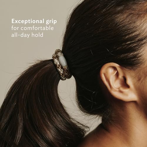 L. Erickson Brown and Black Hair Ties for Thick Hair, Grab & Go Ponytail Holders, 8 Pack, Classic, Thick No-Crease Bands with Strong Hold, Damage-Free Design, Everyday Neutral Style