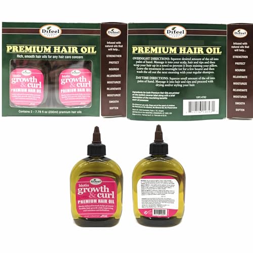 Difeel Biotin Growth & Curl Premium Hair Oil 7.1 oz. - Deluxe 2-PC Gift Set