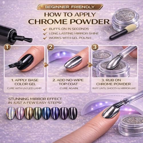 Premium Chrome & Metallic Pigment ? 70 Colors Mirror Chrome & Holographic Mica Powder for Resin Art, Epoxy, Tumblers, Coasters, Jewelry, Nail Art, Slime, DIY & Crafts