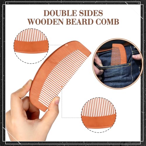 Maitys 10 Sets Beard Brush and Comb Set Bulk Boar Bristle Beard Brush Comb Scissors Kit Gifts for Men Father Colleague Employee Appreciation(Oval)