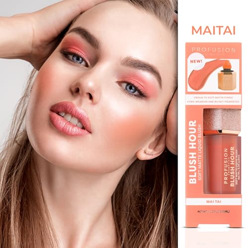 Profusion Cosmetics Blush Hour Lightweight and Long Wearing Soft Matte Cream Blush, Buildable, Natural Finish, Radiant Glow (Mai Tai, 1)