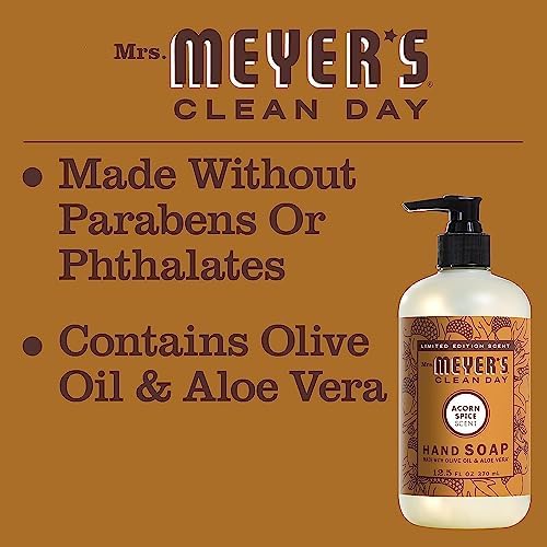Mrs. MEYER'S Clean Day Variety, 1 Liquid Hand Soap, Acorn Spice, 12.5 OZ, 1 Liquid Dish Soap, Acorn Spice, 16 OZ, 1 CT Variety Pack