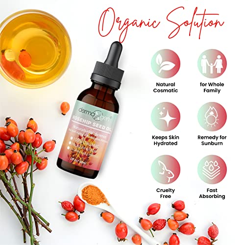 Rosehip Seed Oil 2 Fl Oz -100% Organic & Cold Pressed - Anti-aging Moisturizing Treatment For Face, Hair, Skin & Nails, Acne Scars, Anti-wrinkle.
