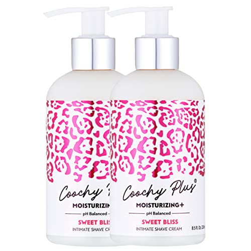 Coochy Plus Intimate Shaving Cream MOISTURIZING Plus SWEET BLISS For Pubic, Bikini Line, Armpit - Rash-Free With Patent-Pending Formula ? Prevents Razor Burns & Bumps, In-Grown Hairs, Itchiness 2 Pack