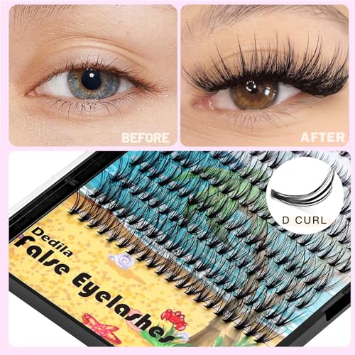 Pro Grafting Mixed 10-12-14mm.12-14-16mm/11-13-15mm/16-18-20mm 20Roots Natural Long Individula False Eyelashes Cluster Thickness 0.07mm D Curl Volume Eye Lashes (10-12-14mm)