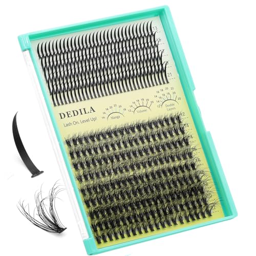 Lashes Extensions Natural Long Spiky and 30D Fluffier Lash Cluster D Curl Mixed 12-22mm Individual False Eyelashes DIY Lashes (30D+Spiky)