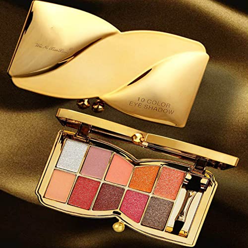 Gold Eye Shadow Eyeshadow Palette Shimmer - 10 Colors Sparkly Eyeshadow Glitter Highly Pigmented Long Lasting Waterproof Sweatproof Professional Nudes Warm Natural Neutral Smoky Cosmetic (#09)